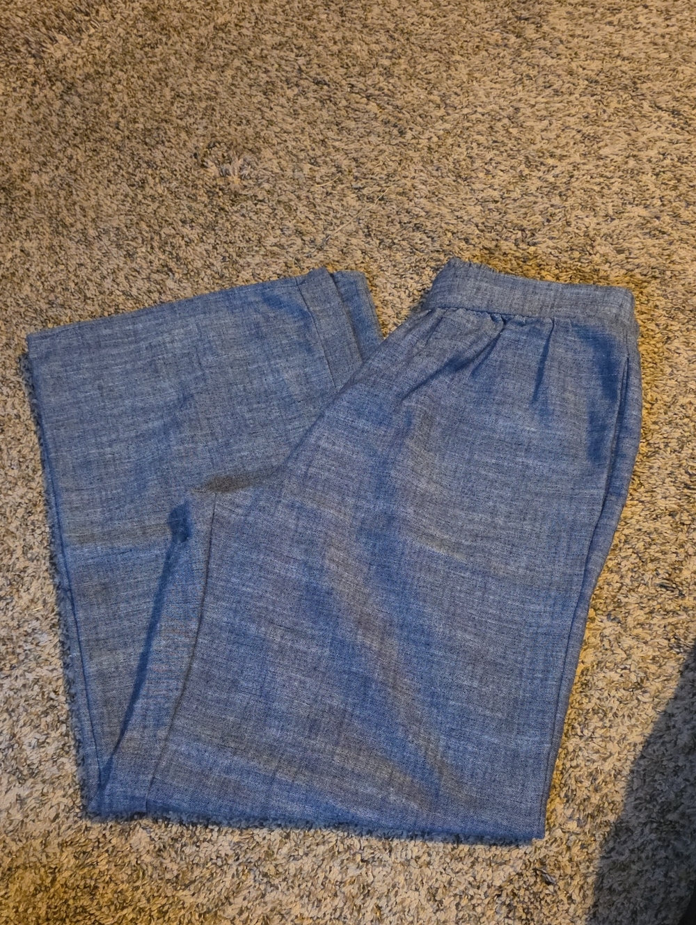 Sienna Sky Wide-Leg Chambray Pants in Blue
